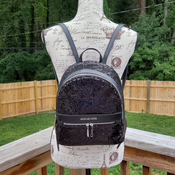 Michael Kors Kenly MD Sequin Backpack Black - Picture 7 of 7